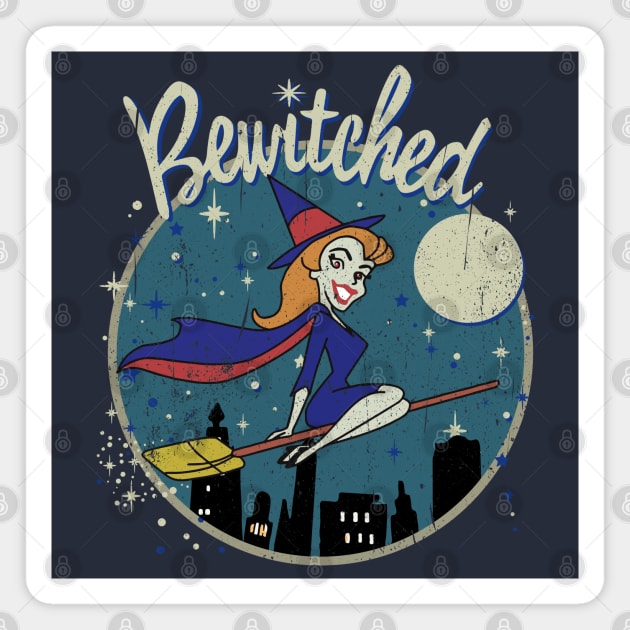 Bewitched  Oval Vintage Worn Magnet by Alema Art